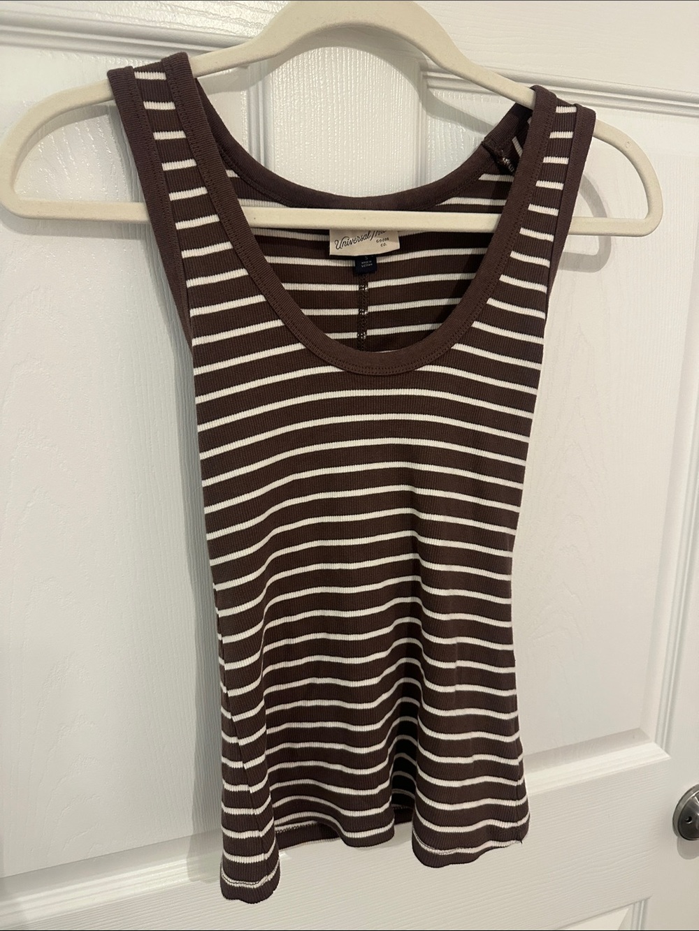 Wilfred Brown & Cream Striped Ribbed Scoop Tank